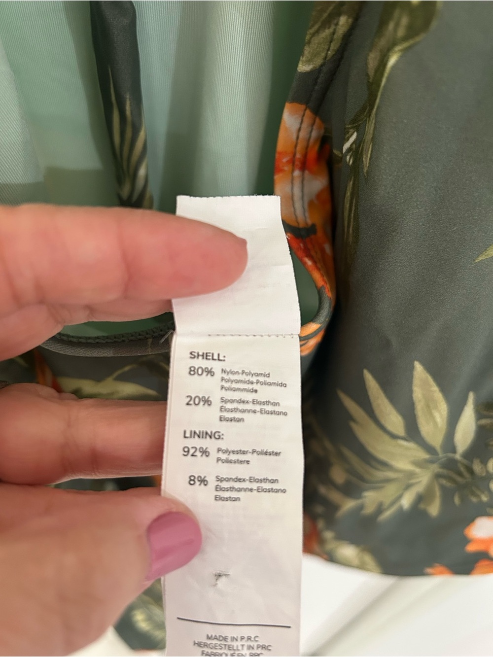 Cupshe Olive Green Tropical Floral One-Piece Swimsuit with Orange Blooms - Picture 11 of 11